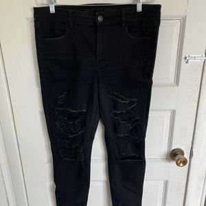 American Eagle Distressed Black Hi-Rise Jeggings Size 16
